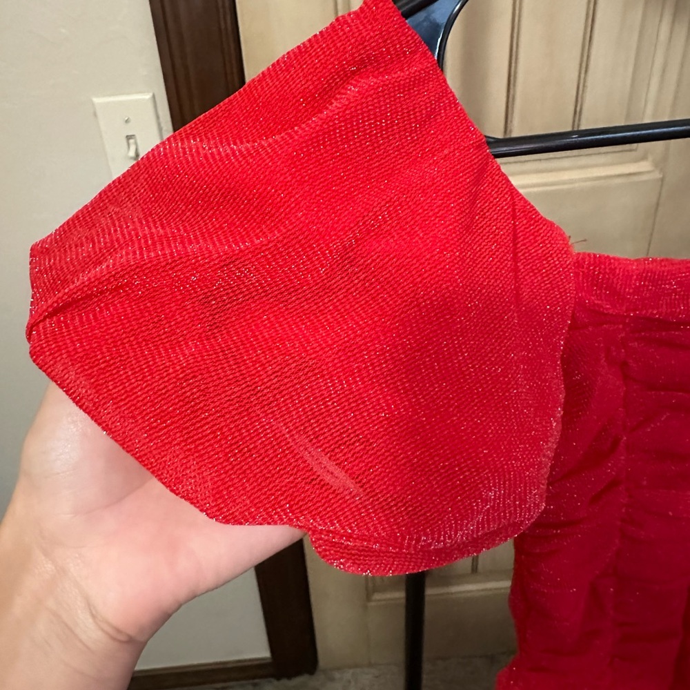 Chic Red Ruched Mini Dress - Picture 3 of 3